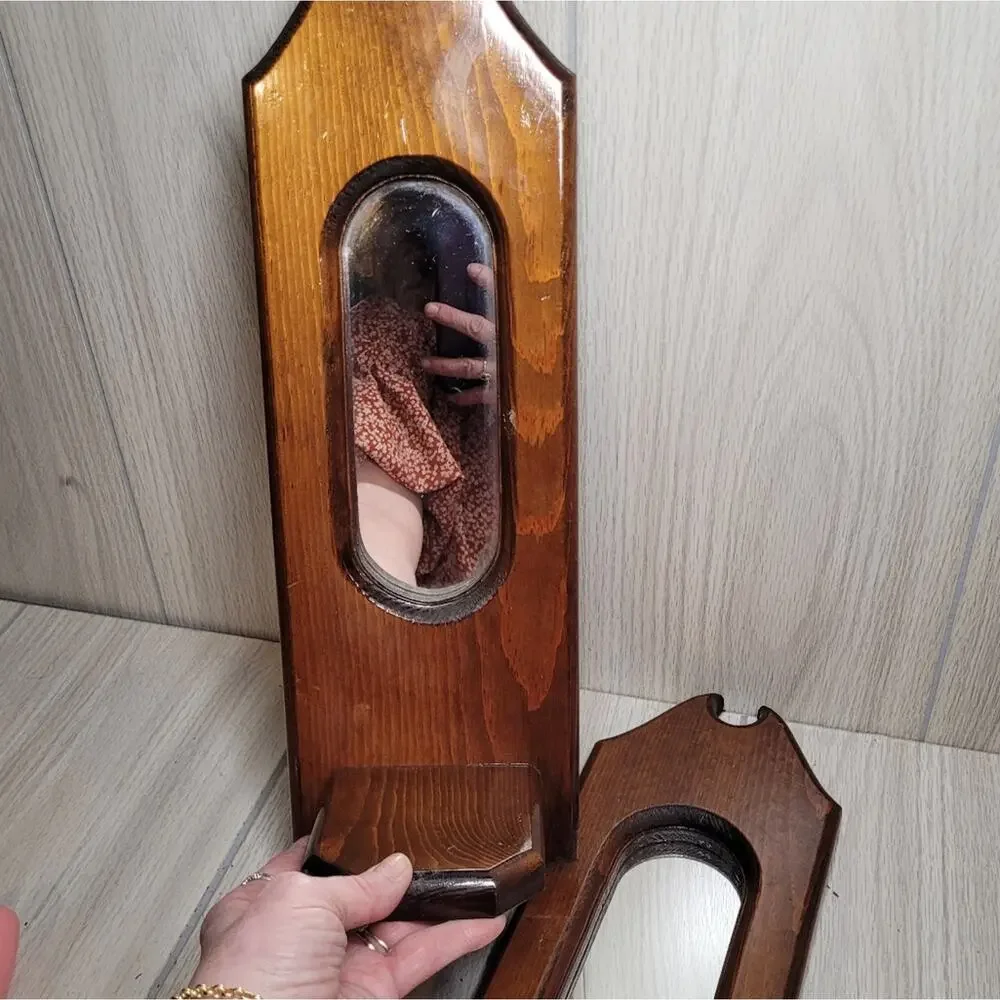 Vintage Brown Wall Mirror Pair